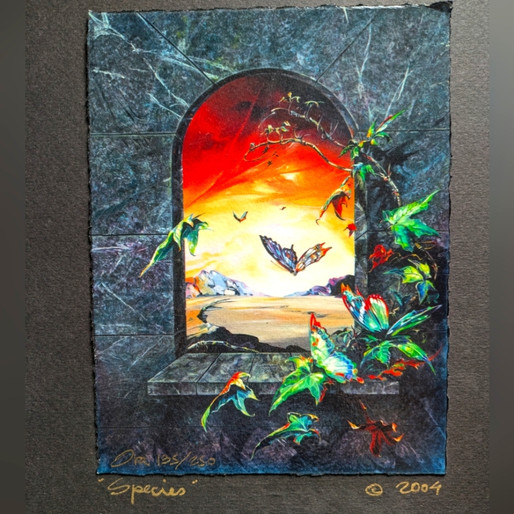 Ora Tamir Numbered Gicle'e "Species", surrealist signed art ready for framing